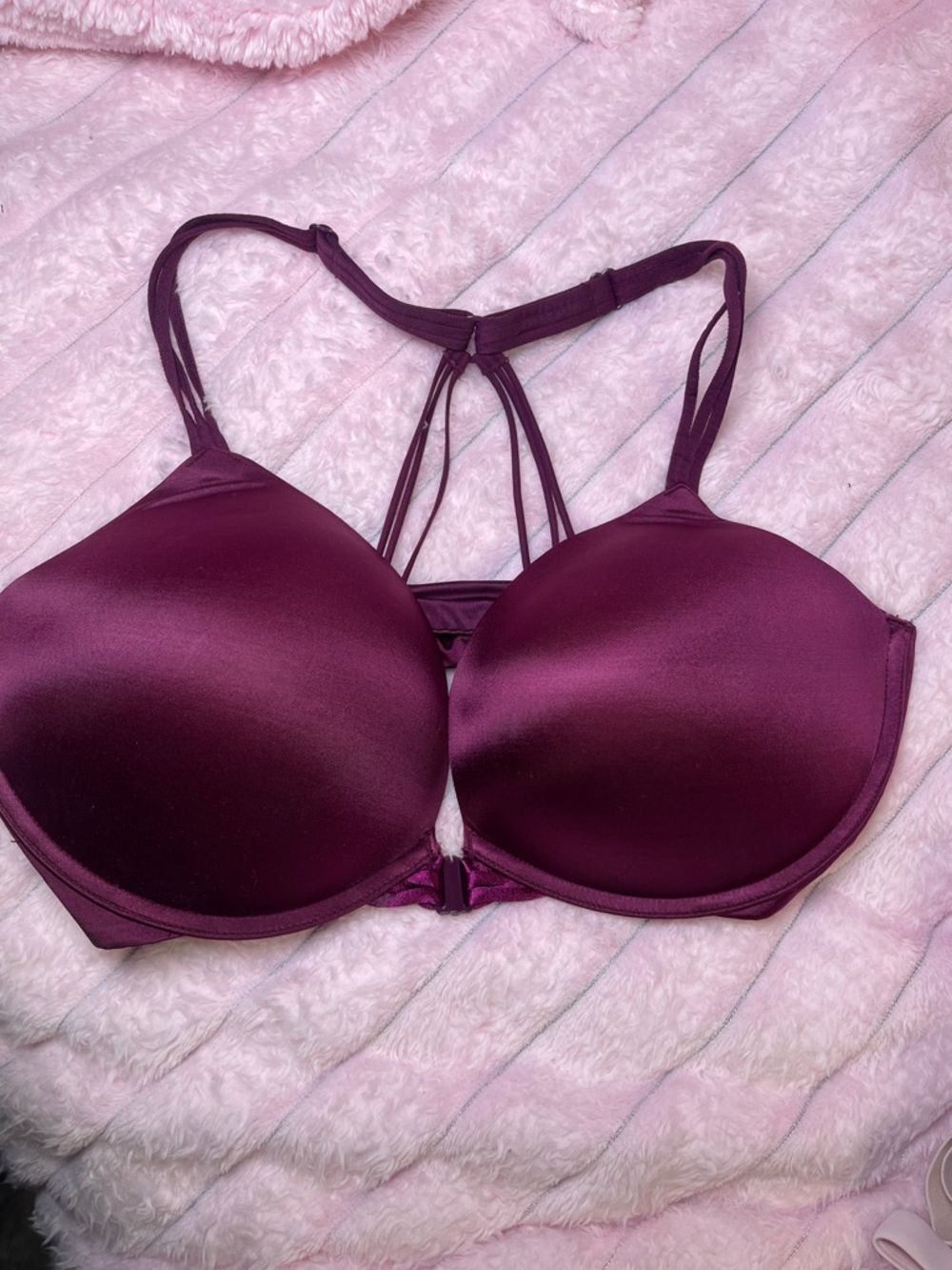 Victoria's Secret Strappy Front-Closure Bra in Deep Plum